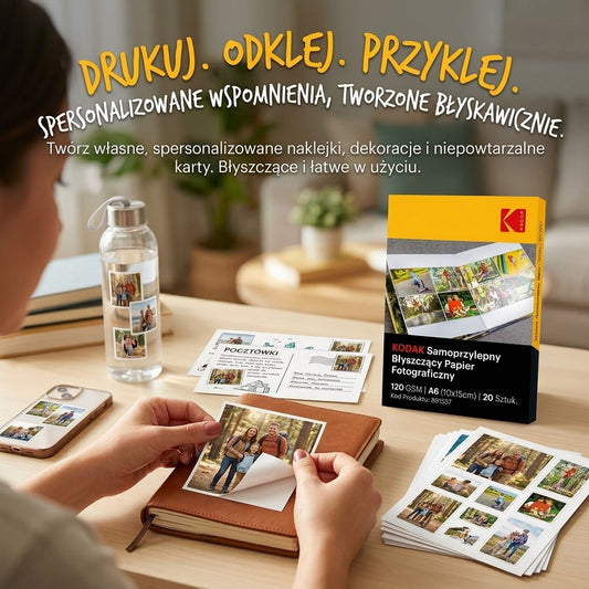 Papier fotograficzny samoprzylepny błyszczący Kodak 120 g/m2 / A6 / 10x15cm / 20 szt / 891337