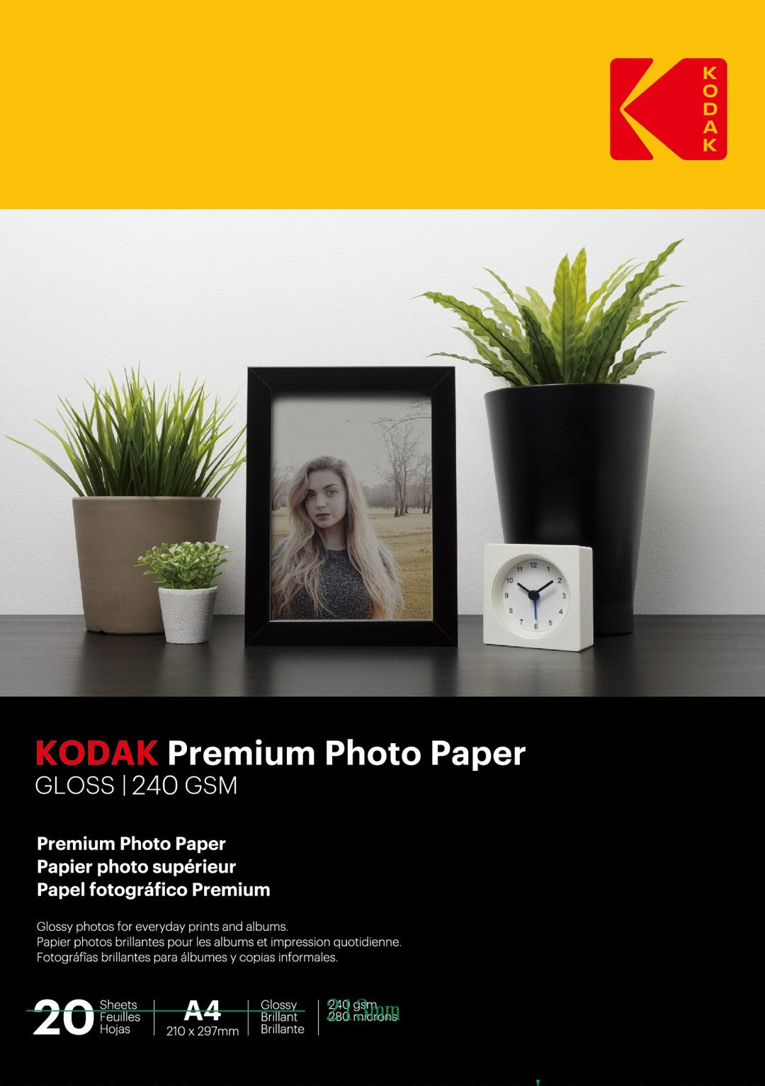 Papier fotograficzny błyszczący Kodak Premium 240 g/m2 / A4 / 21x29,7cm / 20 szt / 740093
