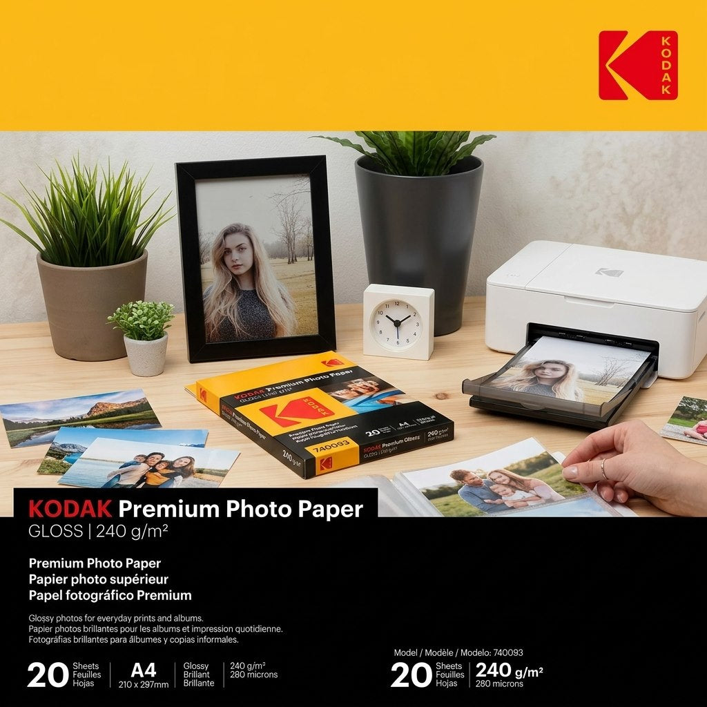 Papier fotograficzny błyszczący Kodak Premium 240 g/m2 / A4 / 21x29,7cm / 20 szt / 740093