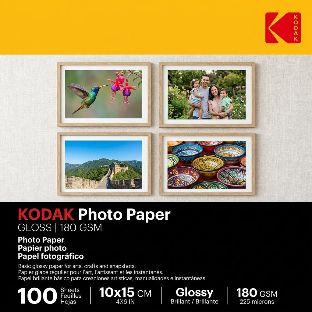 Papier fotograficzny błyszczący Kodak 180 g/m2/ 4R / 10x15cm / 100 szt / 740097