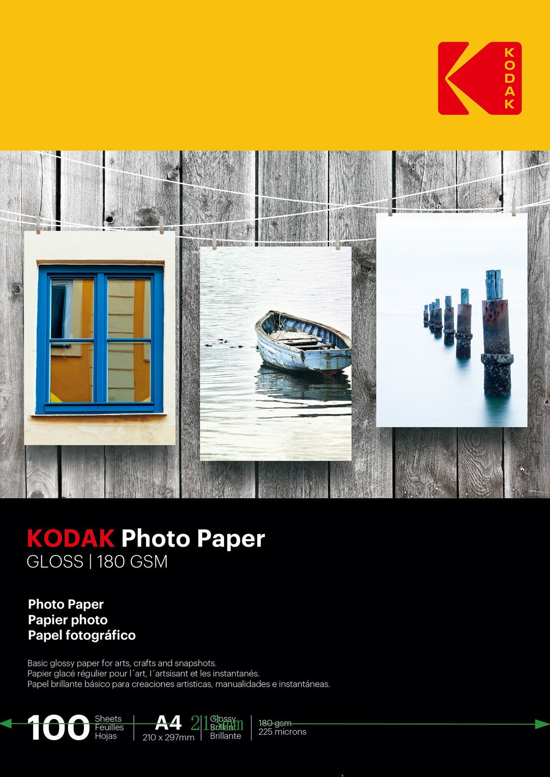 Papier fotograficzny błyszczący Kodak 180 g/m2/ A4 / 21x29,7cm / 100 szt / 740105