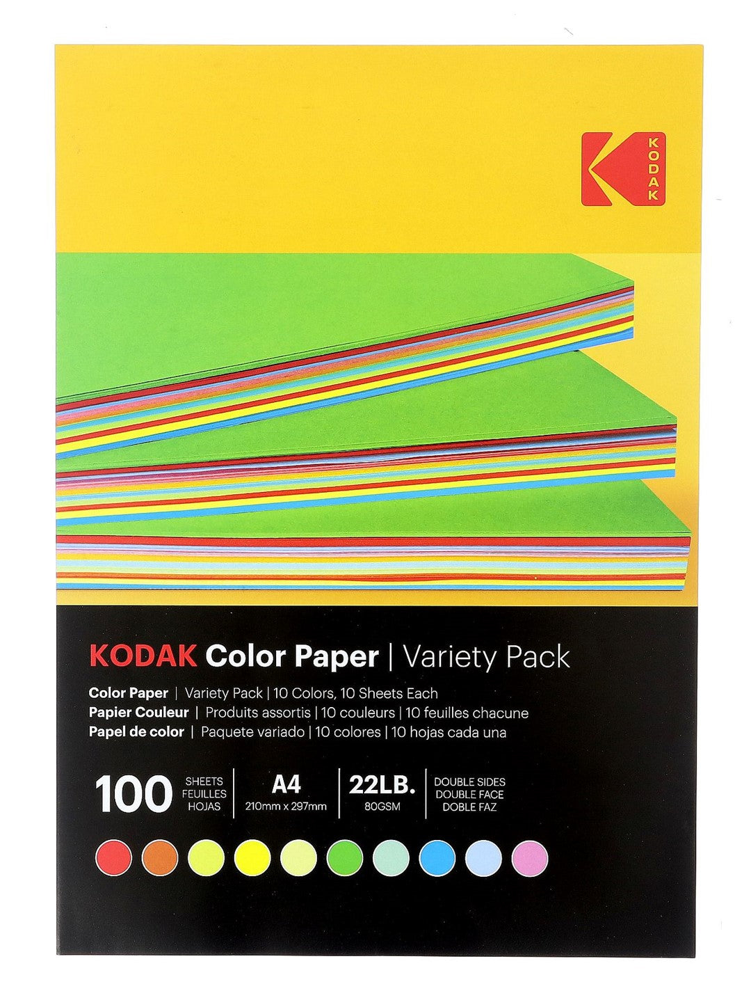 Papier ksero kolorowy Kodak 80 g/m2/ A4 / 21x29,7cm / 100 szt / 10 kolorów / 891300 - zdjęcie 2