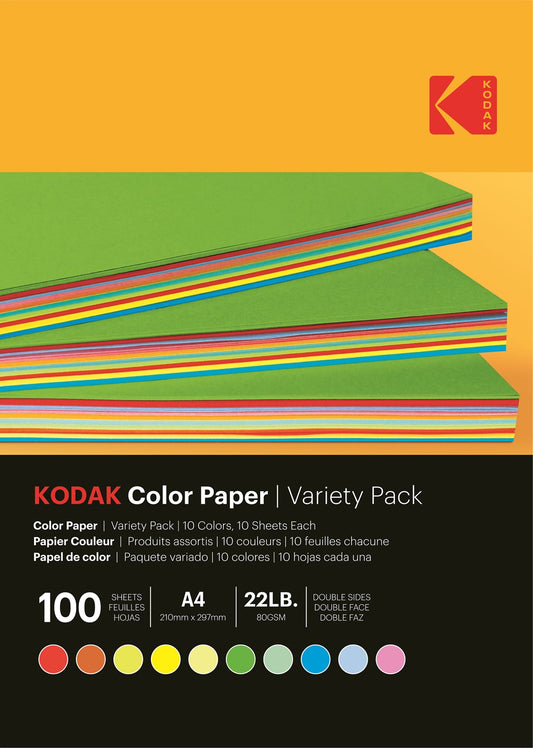 Papier ksero kolorowy Kodak 80 g/m2/ A4 / 21x29,7cm / 100 szt / 10 kolorów / 891300