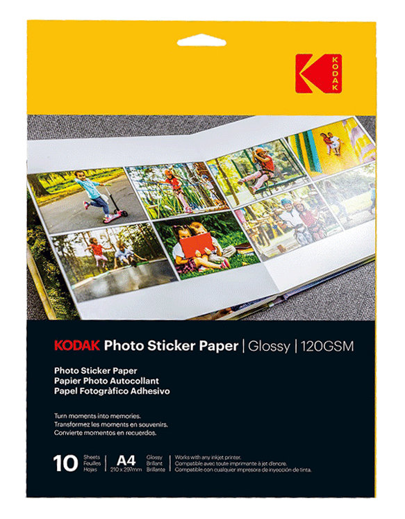 Papier fotograficzny samoprzylepny błyszczący Kodak 120 g/m2 / A4 / 21x29,7cm / 10 szt /  891338