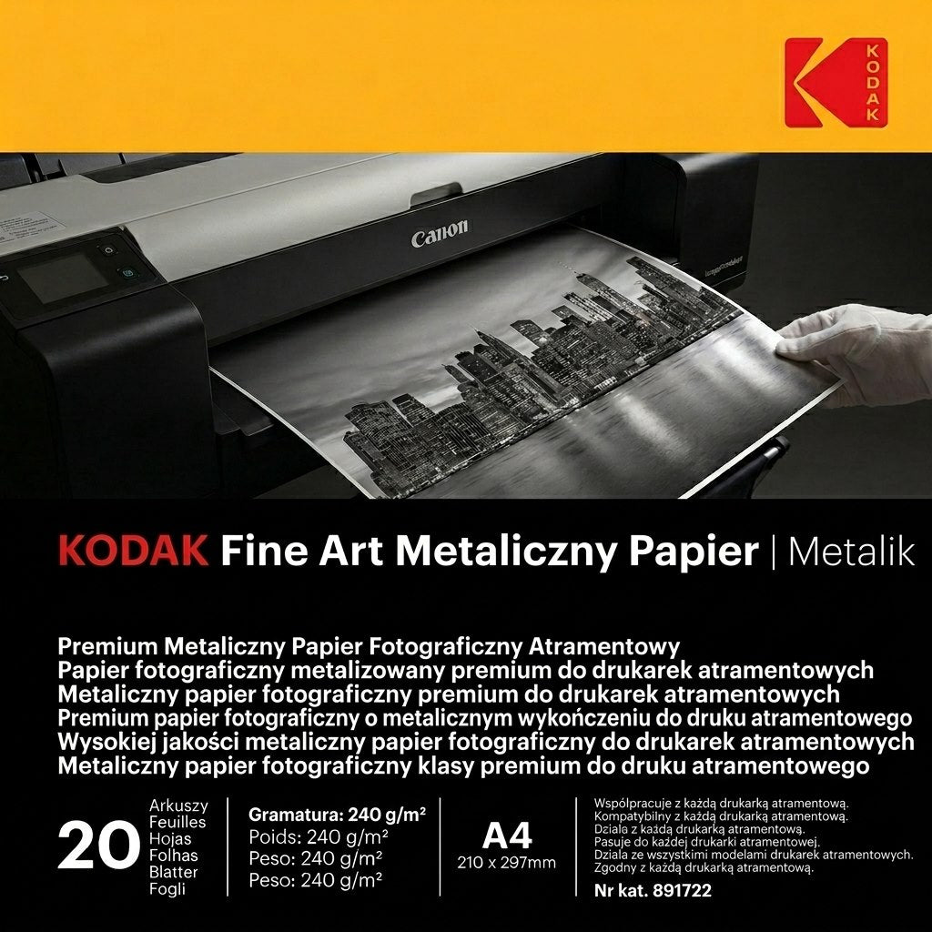 Papier fotograficzny Kodak Fine Art Paper Metallic 240 g/m2 / A4 / 21x29,7cm / 20 szt / 891722