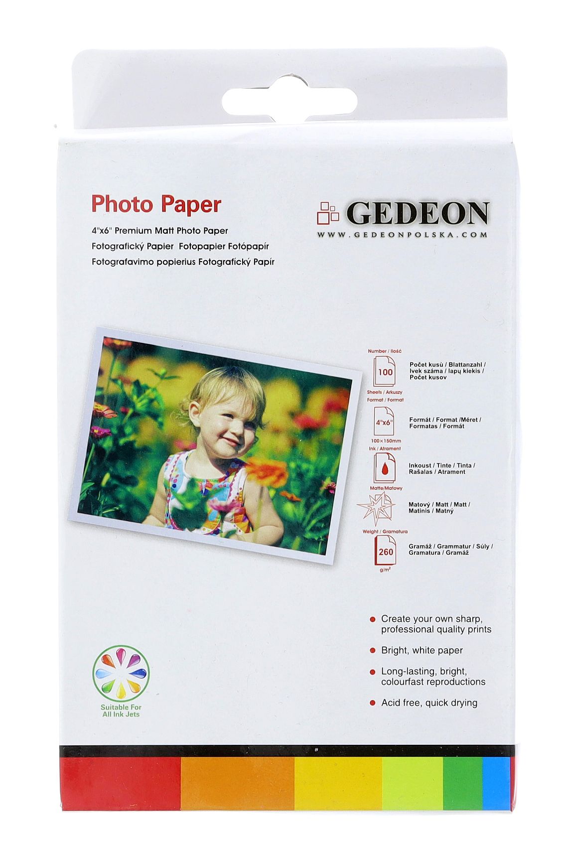 Papier fotograficzny matowy Gedeon 260 g/m2/ 4R / 10x15cm / 100 szt / PM10-260-100